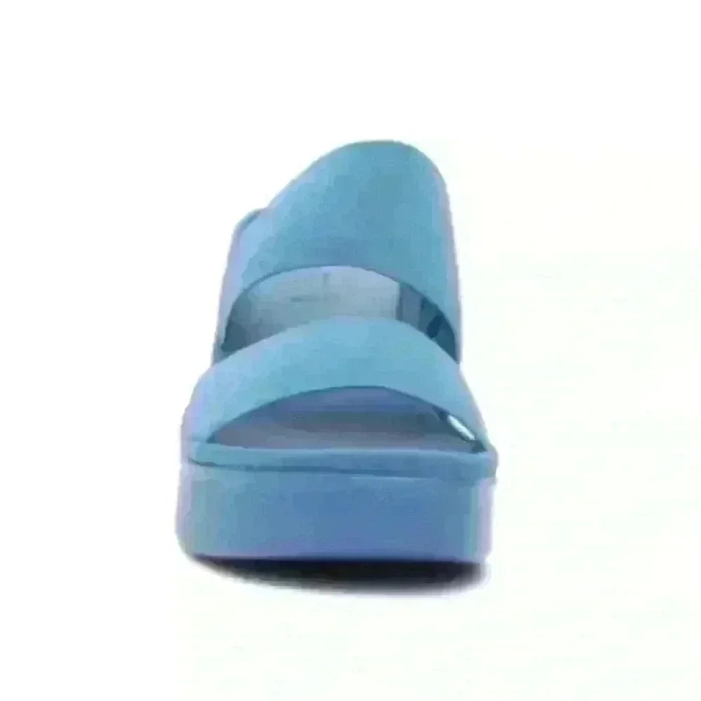 Naturalizer Blue Platform Slide Sandals - Picture 4 of 10